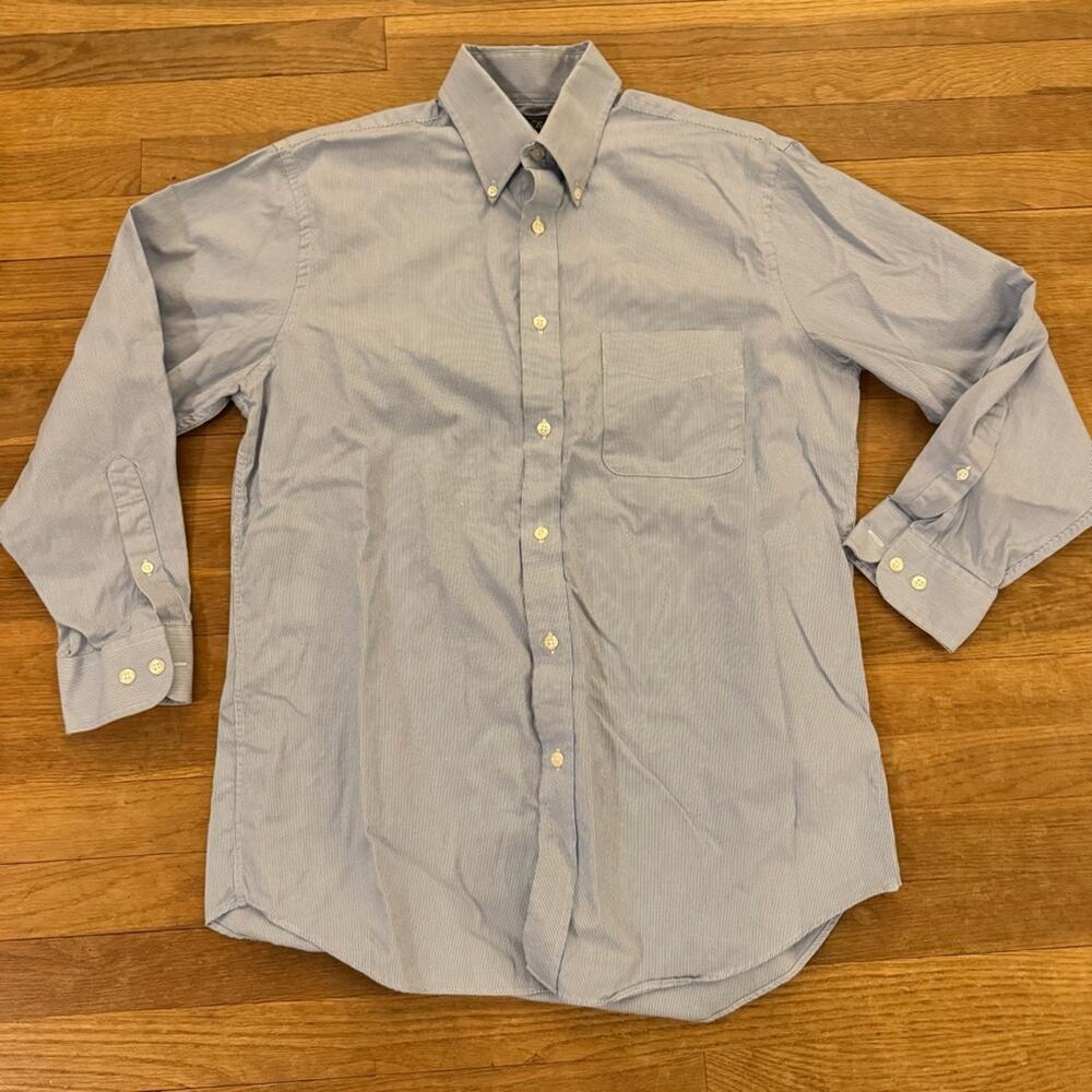 Kenneth Roberts Platinum blue white long sleeve button-down shirt top sz 16
 b53